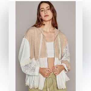 POL mixed material hoodie